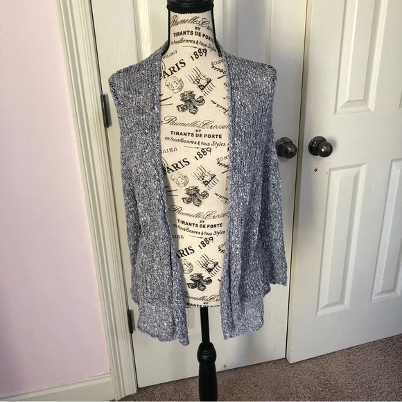 -EILEEN FISHER CLASSIC ELEGANT 100% COTTON OPEN WATERFALL CARDIGAN … - Picture 2 of 5